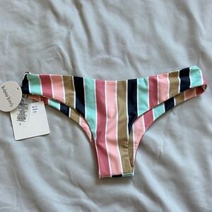 Kulani Kinis Multicolor Striped Bikini Bottom - Pink, Mint, Black, Tan